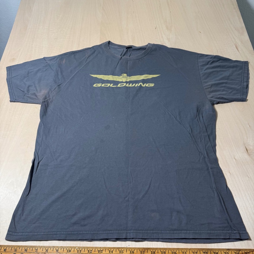Honda Goldwing‎ Motorcycle T-Shirt Gray Mens Short Sleeve Graphic Top